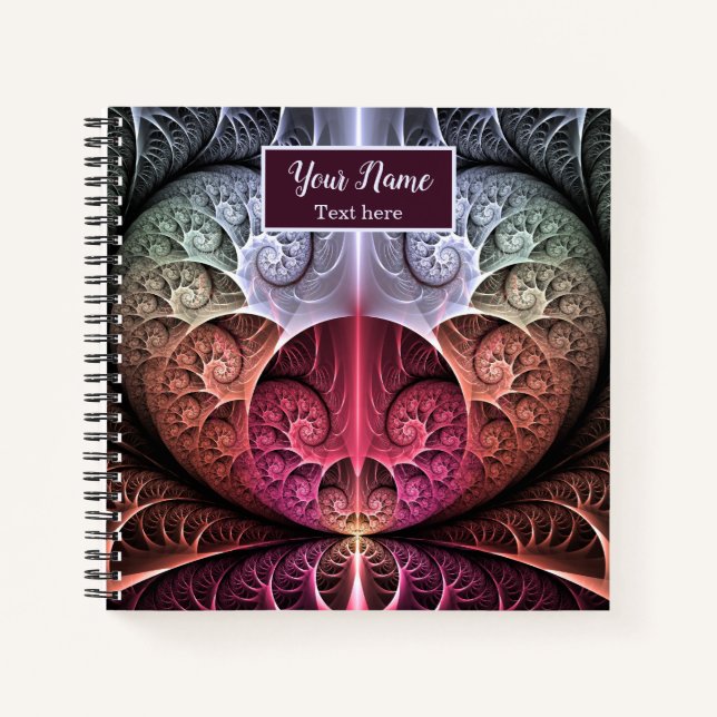 Heartbeat Abstract Surreal Fantasy Fractal Name Notebook (Front)
