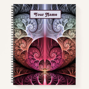 Heartbeat Abstract Surreal Fantasy Fractal Name Notebook