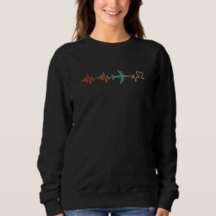 Heartbeat Airplane Flight Attendant Pilot Vintage Sweatshirt