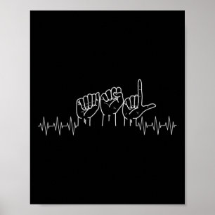 Heartbeat ASL Design For ASL Lover Deaf Day Awaren Poster