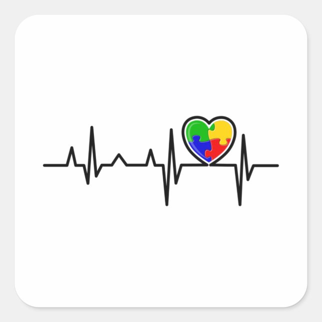 HEARTBEAT AUTISM Autism Awareness Gift Autistic Square Sticker (Front)
