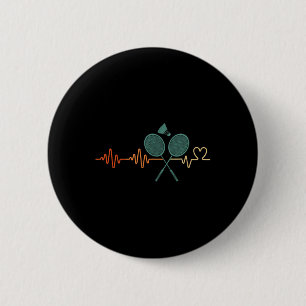 Heartbeat Badminton Shuttle Racket Retro Player Gi 2 Inch Round Button