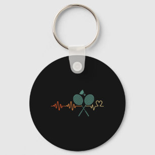 Heartbeat Badminton Shuttle Racket Retro Player Gi Keychain