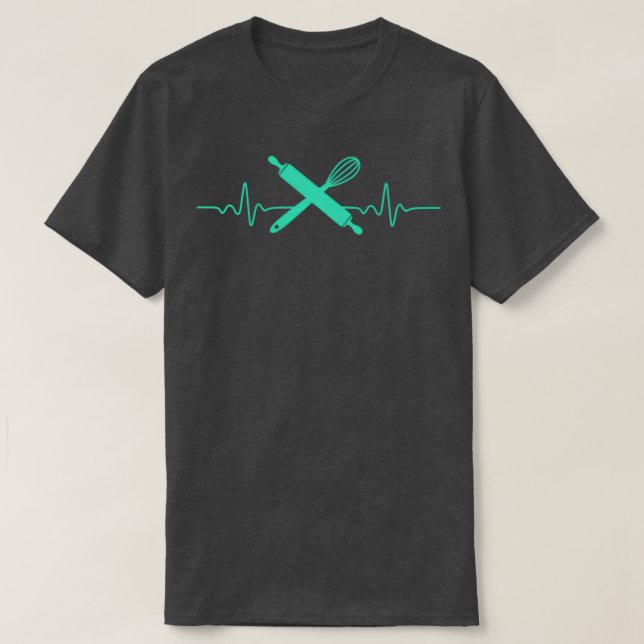 HEARTBEAT BAKING COOL FUNNY BAKER ECG GIFT IDEA T-Shirt (Design Front)