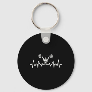 Heartbeat Barbell Bodybuilding Weightlifting Gym W Keychain