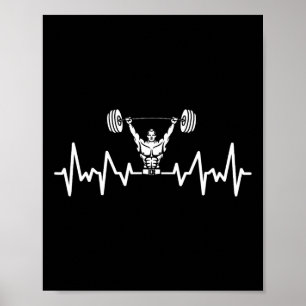Heartbeat Barbell Bodybuilding Weightlifting Gym W Poster