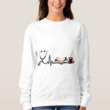 Heartbeat Books Coffee Women Doctor Sweatshirt