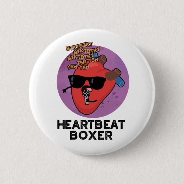 Heartbeat Boxer Funny Music Heart Pun  2 Inch Round Button (Front)