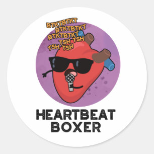 Heartbeat Boxer Funny Music Heart Pun Classic Round Sticker