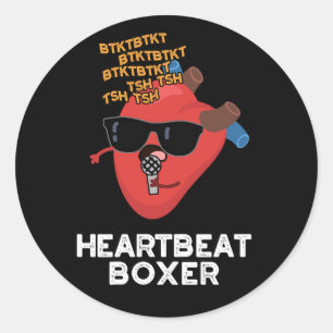 Heartbeat Boxer Funny Music Heart Pun Dark BG Classic Round Sticker