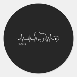 Heartbeat - Bulldog  Classic Round Sticker