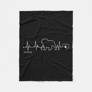 Heartbeat - Bulldog  Fleece Blanket