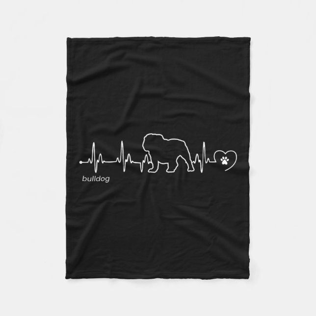 Heartbeat - Bulldog  Fleece Blanket (Front)