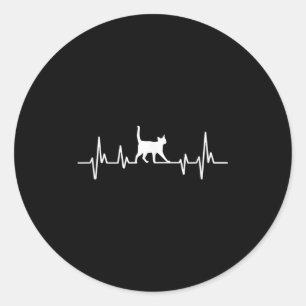 Heartbeat Cat Classic Round Sticker