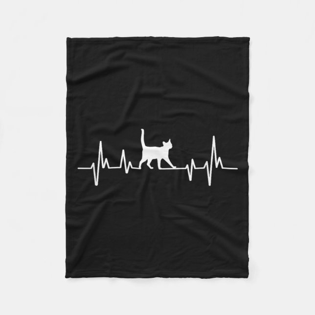 Heartbeat Cat  Fleece Blanket (Front)