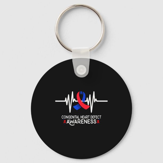 Heartbeat Chd Congenital Heart Defect Awareness Mo Keychain (Front)