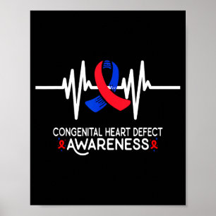 Heartbeat Chd Congenital Heart Defect Awareness Mo Poster