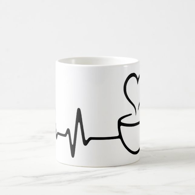Heartbeat Coffee Line Art Design Mug (Center)