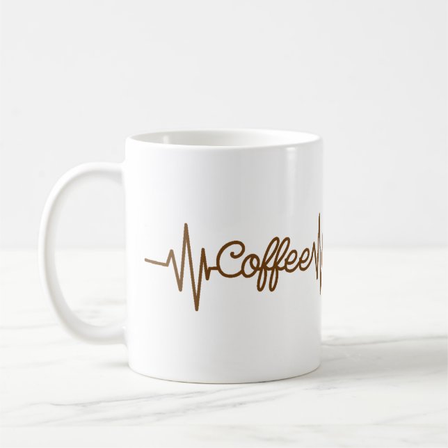 Heartbeat Coffee, Sepia Design For Coffee Lovers Mug (Left)