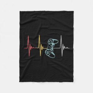 Heartbeat Controller For Nerd Multiplayer Gaming Fleece Blanket