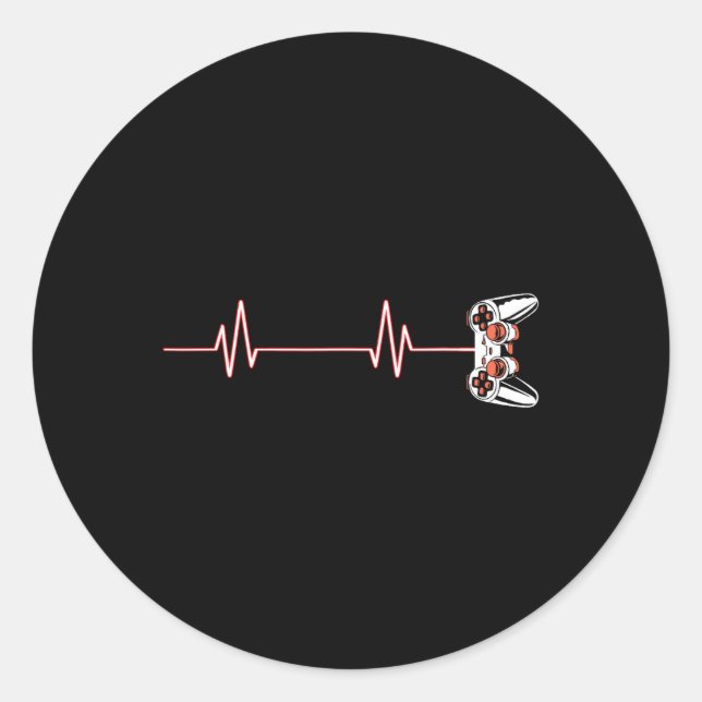 Heartbeat Cool Video Game Controller For Nerdy Gam Classic Round Sticker (Front)