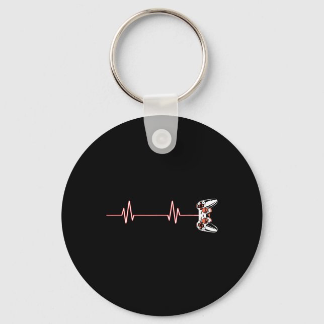 Heartbeat Cool Video Game Controller For Nerdy Gam Keychain (Front)