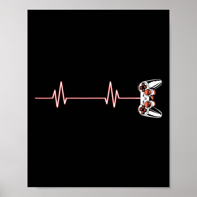 Heartbeat Cool Video Game Controller For Nerdy Gam Poster (Front)