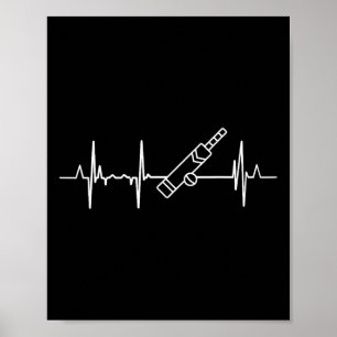 Heartbeat Cricket Player Heart Line  Poster