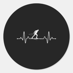 Heartbeat Cross Country Skiing Winter Sports Biath Classic Round Sticker