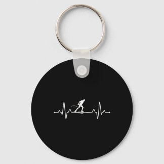 Heartbeat Cross Country Skiing Winter Sports Biath Keychain
