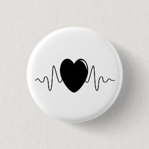Heartbeat design 1 inch round button