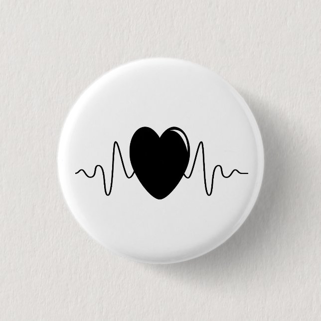 Heartbeat design 1 inch round button (Front)
