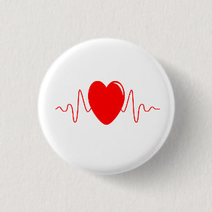 Heartbeat design 1 inch round button