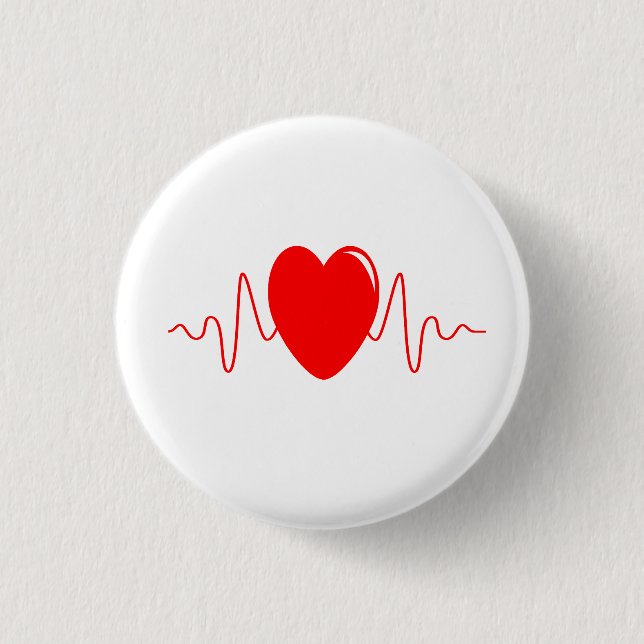 Heartbeat design 1 inch round button (Front)