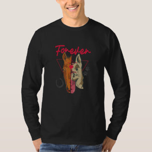 Heartbeat Dog Horse Forever ECG Dogs and Horse T-Shirt