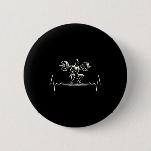 Heartbeat Ecg Bodybuilder Weightlifting Weightlift 2 Inch Round Button