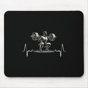 Heartbeat Ecg Bodybuilder Weightlifting Weightlift Mouse Pad