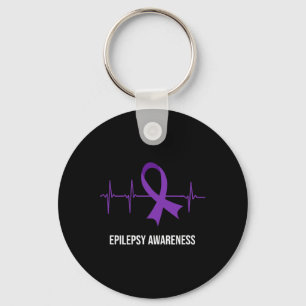 Heartbeat ECG Design Epilepsy Awareness  Keychain