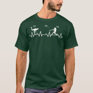 Heartbeat EKG Heat Rhythm Heart Love Baseball Left T-Shirt
