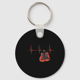 Heartbeat Ekg Pulse Boxing Gloves Kickboxing Mma B Keychain