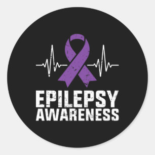 Heartbeat Epilepsy Awareness  EpilepsyAwareness  Classic Round Sticker
