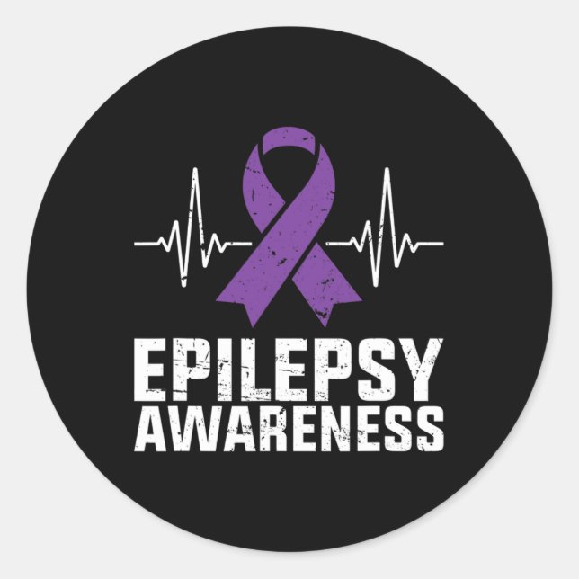 Heartbeat Epilepsy Awareness  EpilepsyAwareness  Classic Round Sticker (Front)