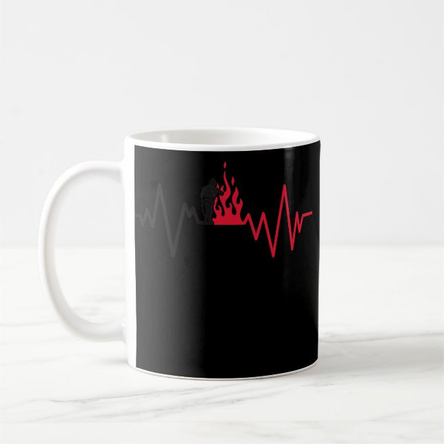 Heartbeat Firefighter Fire Department Fire Truck Coffee Mug (Left)