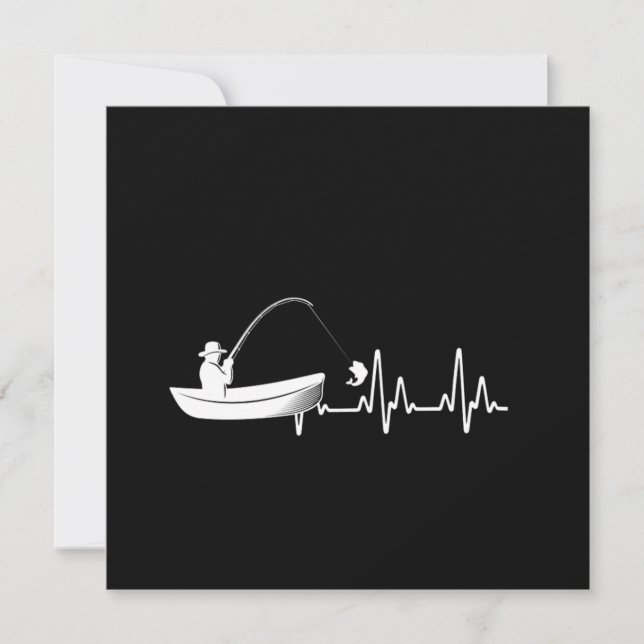 Heartbeat Fishing Rod Fisherman Fish Fisher Gift Invitation (Front)