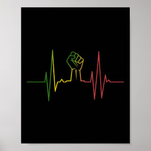 Heartbeat Fist Black History Month African America Poster