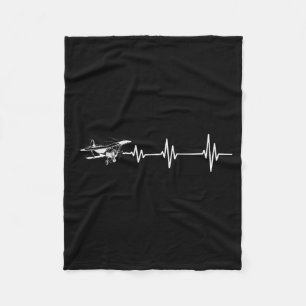 Heartbeat Flying Plane Pulse Line Retro Prop Aircr Fleece Blanket