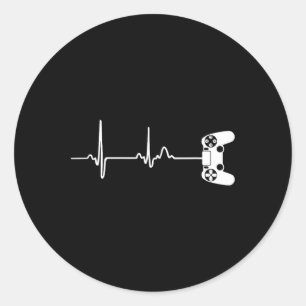 Heartbeat For Video Game Players  Classic Round Sticker