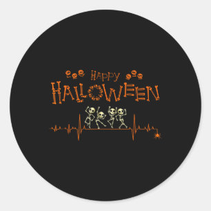 Heartbeat Happy Halloween Doctor Nurse  Classic Round Sticker