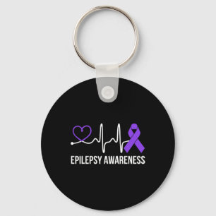 Heartbeat Heart Epilepsy Awareness Epileptic Purpl Keychain