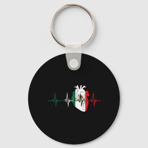 Heartbeat Heart Mexico Flag Love Mexican Men Women Keychain